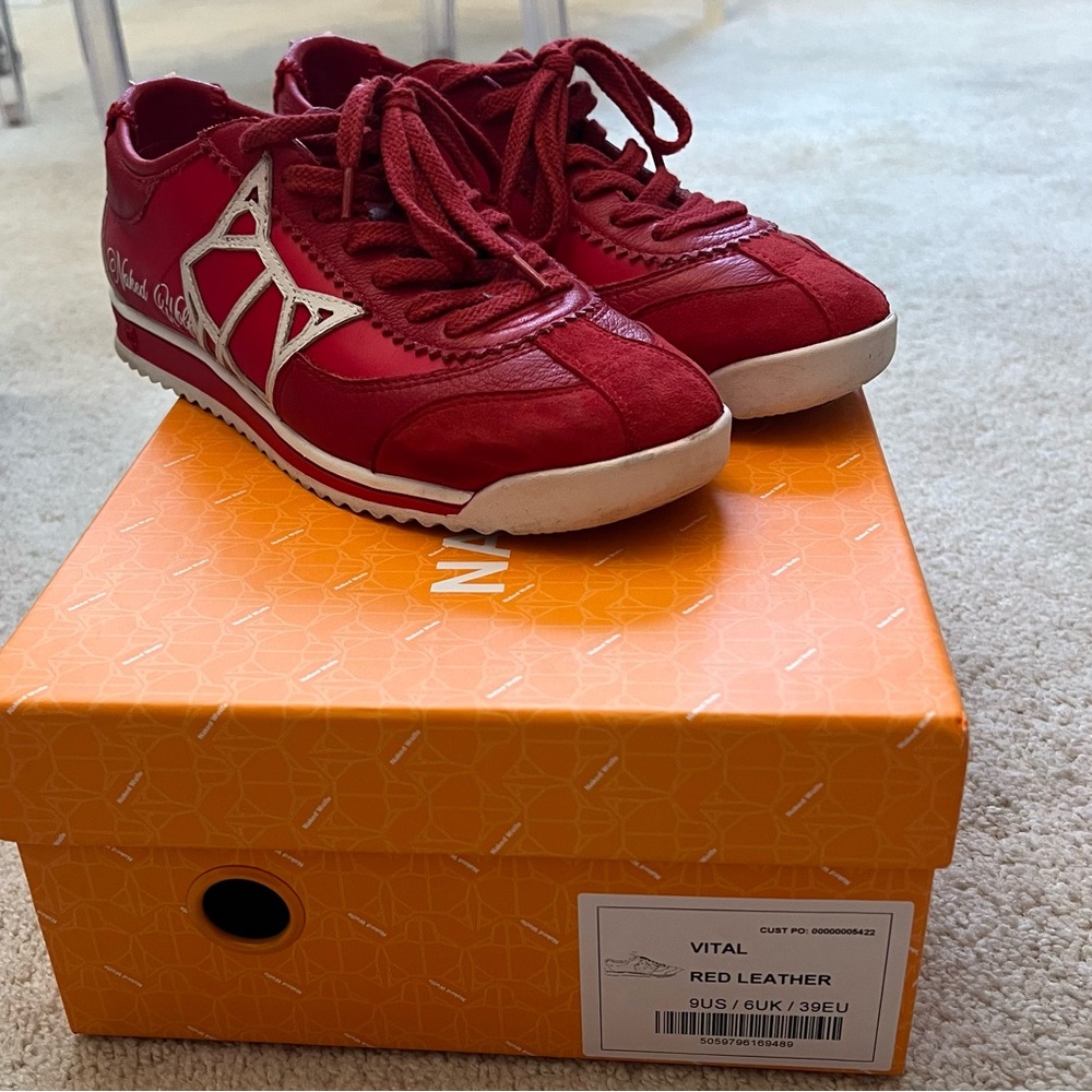Naked Wolfe Red Vital Sneaker Trainer size 9 EUC